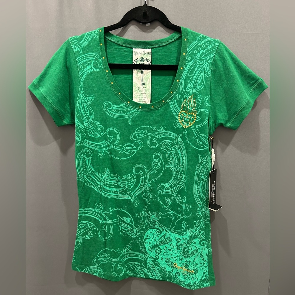 Pepe Jeans Green Fitted Embellished T-Shirt